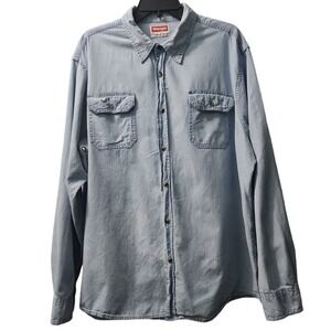 Wrangler‎ Denim Shirt Relaxed Fit Long Sleeve Button Up Work Shirt XL